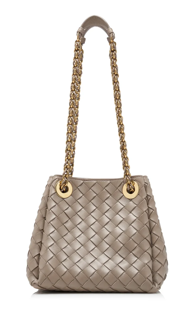 Small Parachute Intrecciato Leather Chain Bag