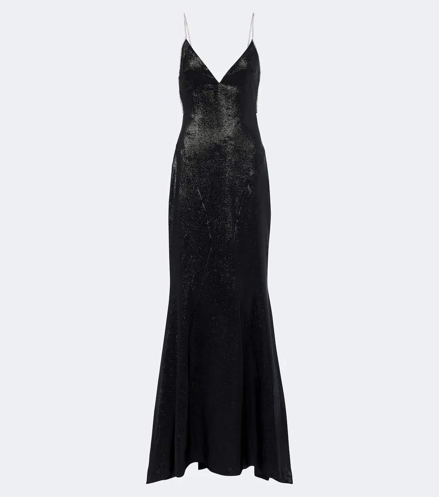 Embellished silk-blend gown