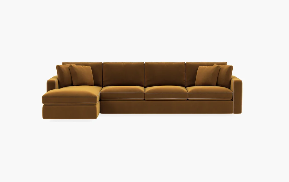 James · 4-Seat Left Chaise Sectional with Contrast Piping