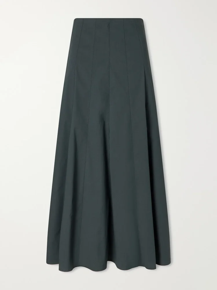 Heidi stretch cotton-blend midi skirt