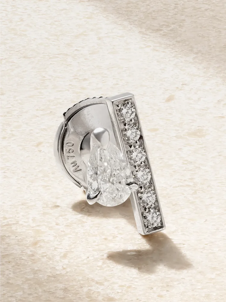 Serti sur Vide 18-karat white gold diamond single earring