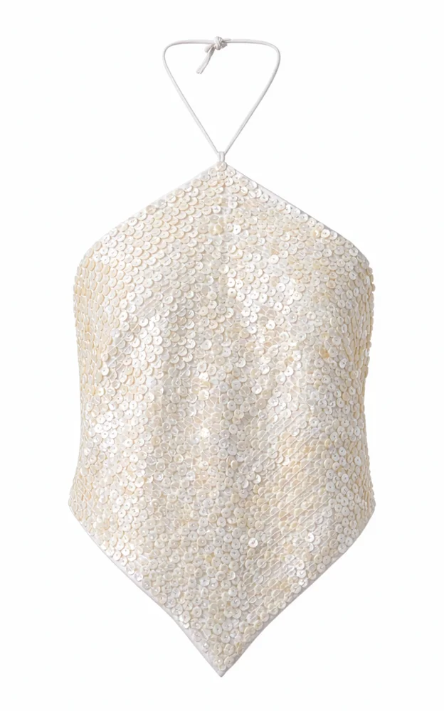 Cotton Mother-of-Pearl Button Halter Top