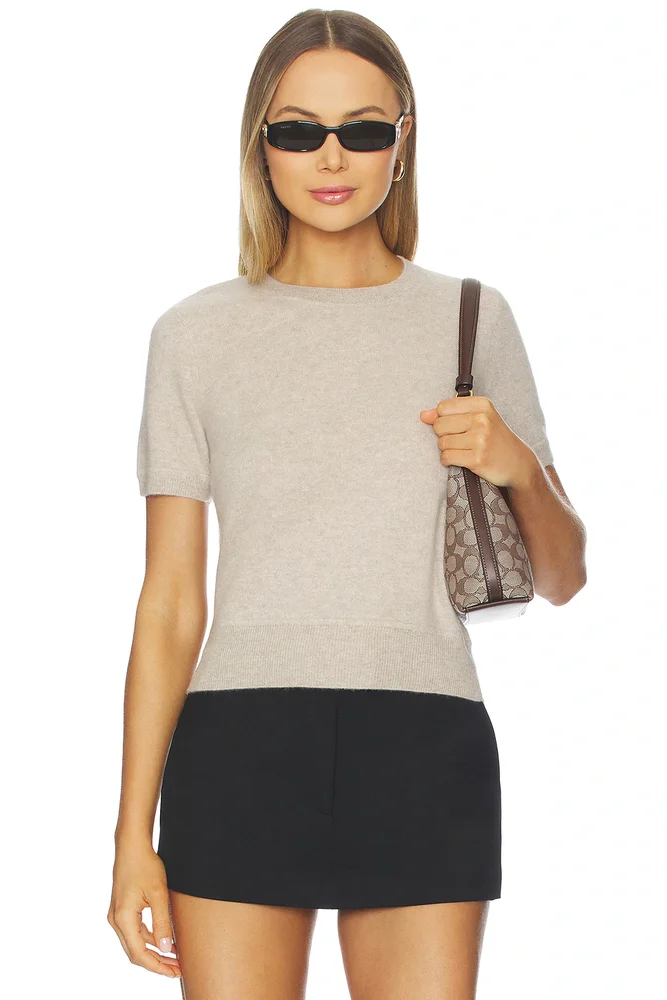 Cashmere Short Sleeve Cropped Pullover