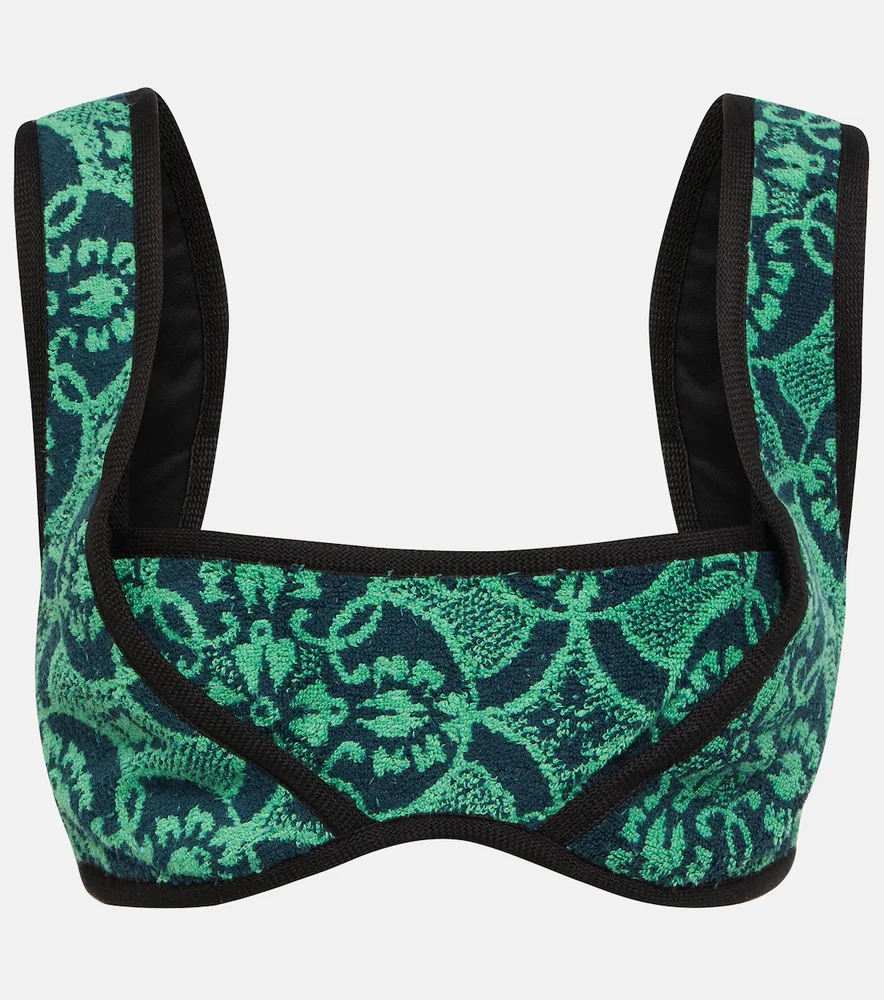 Printed terry bralette