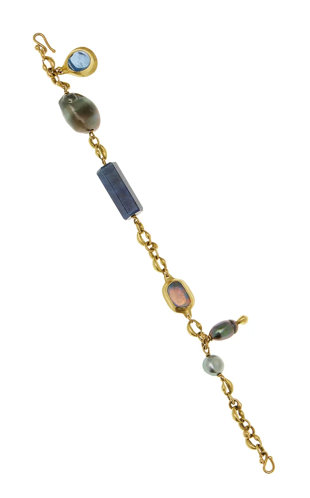 18k Green Gold Sapphire Charm Bracelet