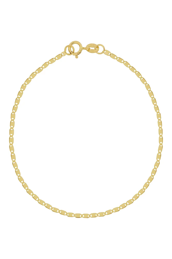 14K Gold Flat Link Chain Bracelet