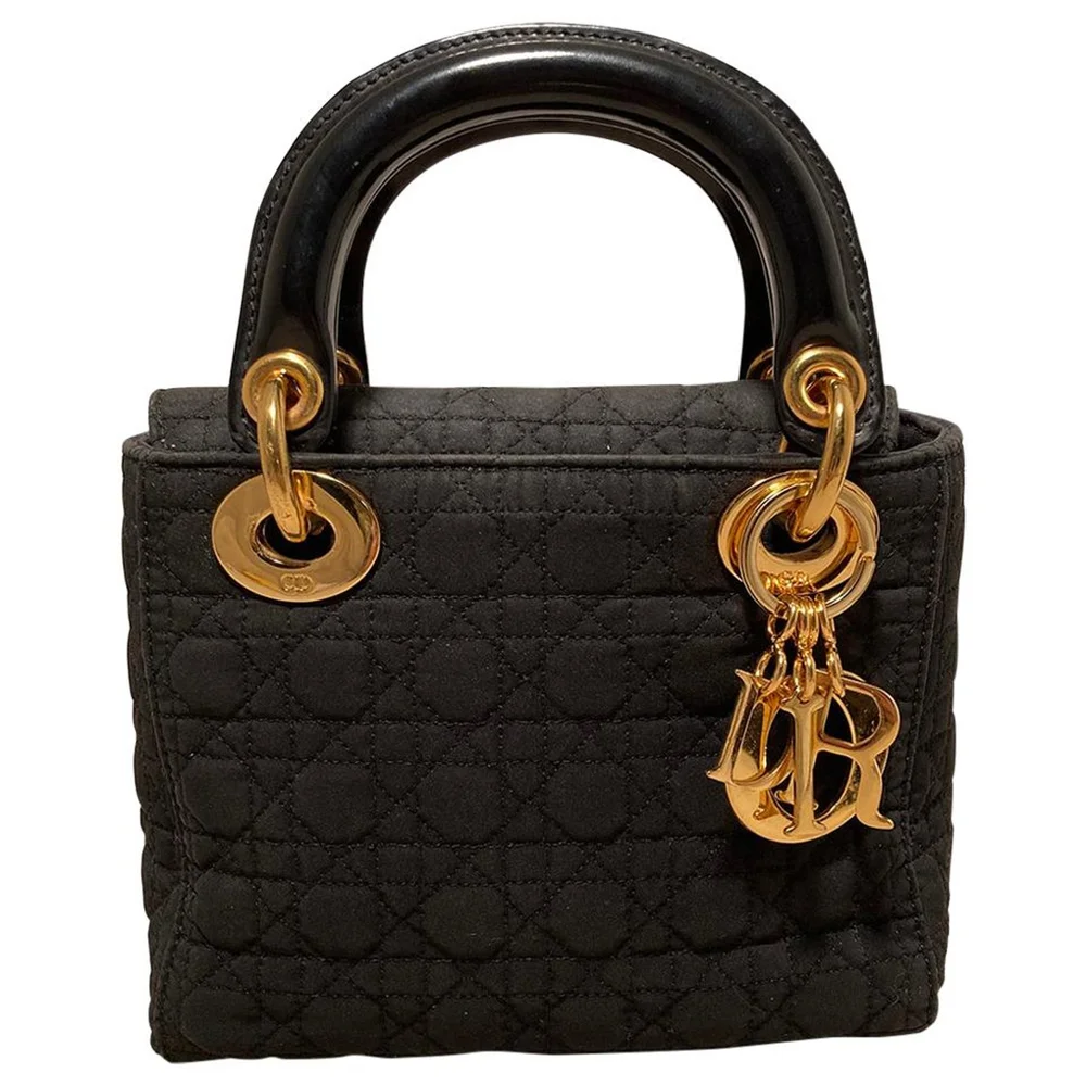 Pre-Owned Very Good Vintage Black Nylon Cannage Mini Lady Dior Bag