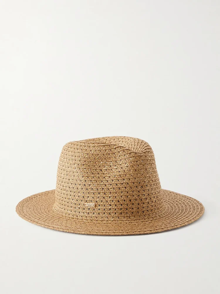 Lillian embellished raffia-effect hat