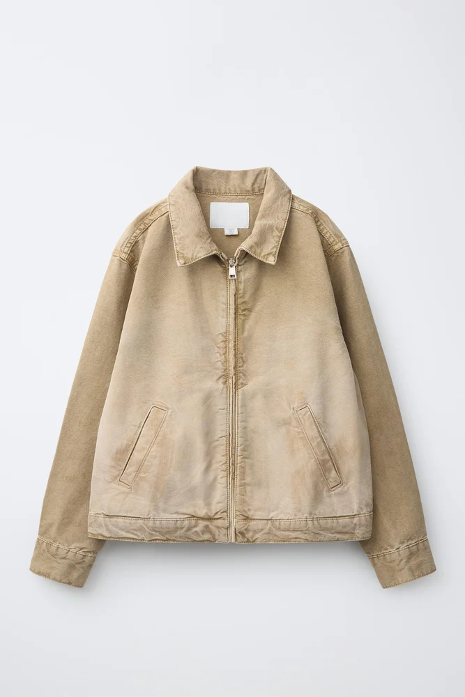 Washed-Effect Canvas Jacket (Ecru)