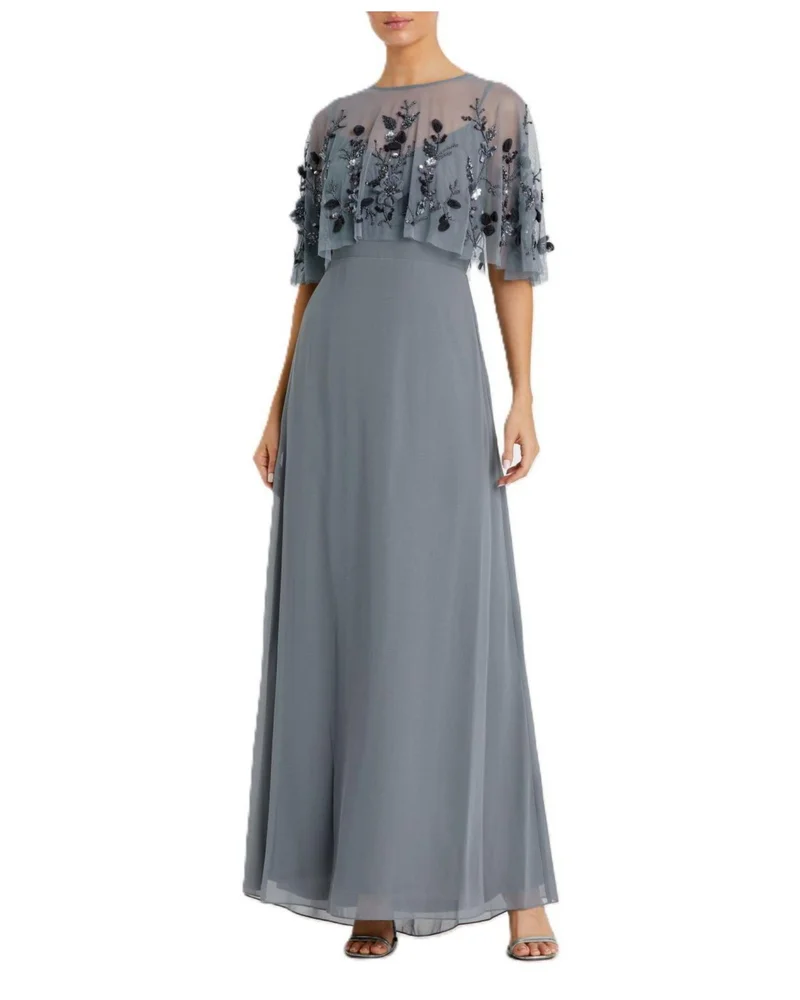 Sleeveless Gown with Embellished Cape