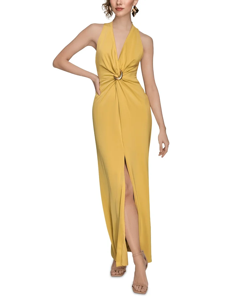 V Neck Satin Gown