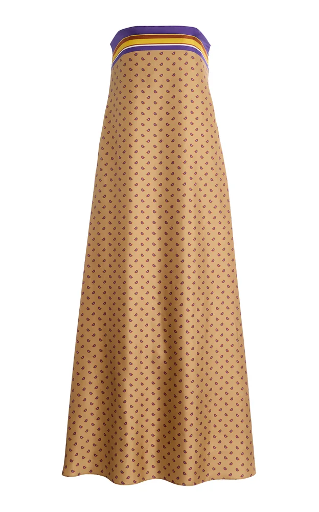 Exclusive La Isla Bandana-Print Silk-Twill Strapless Dress