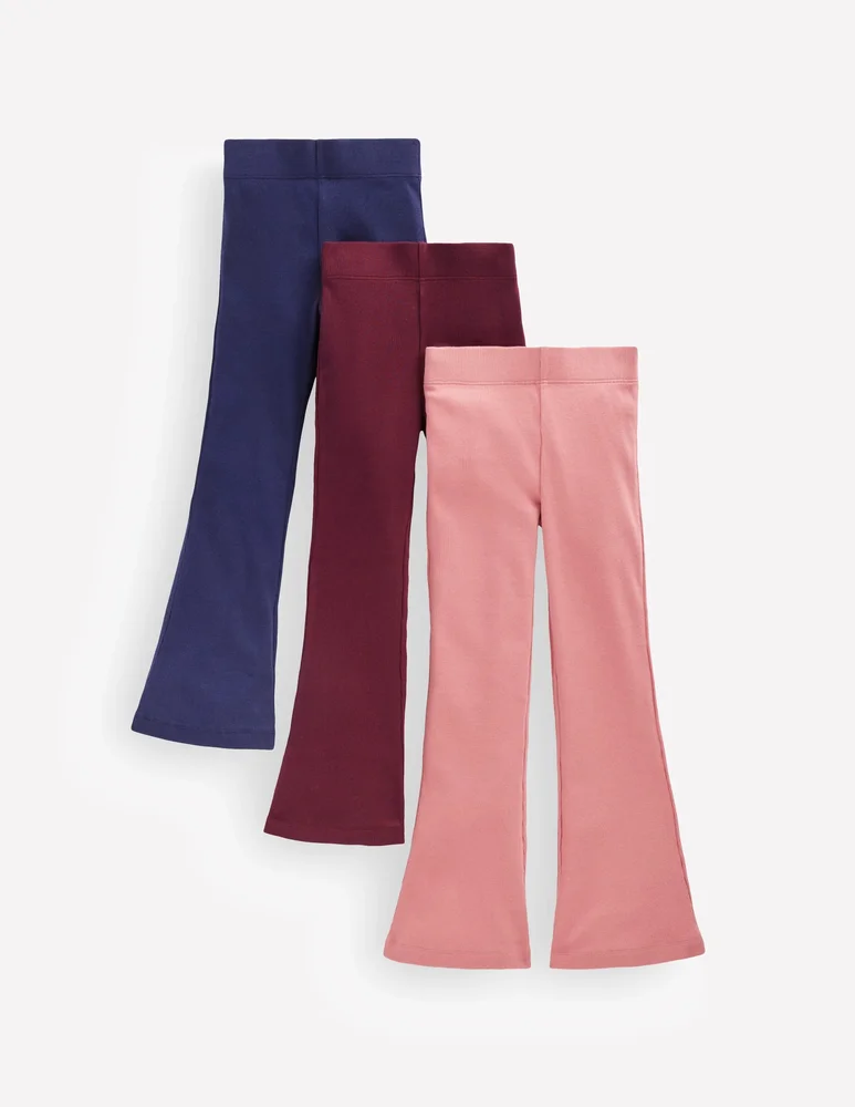 3-Pack Ribbed Flared Leggings-Mutli