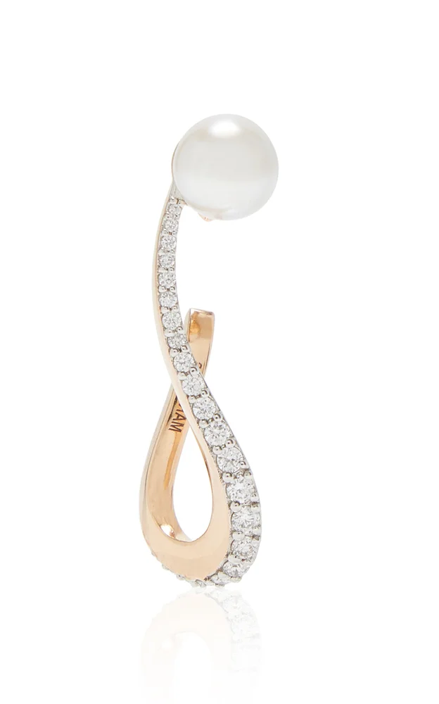 Nova 18K Rose Gold Pearl, Diamond Single Ear Jewel