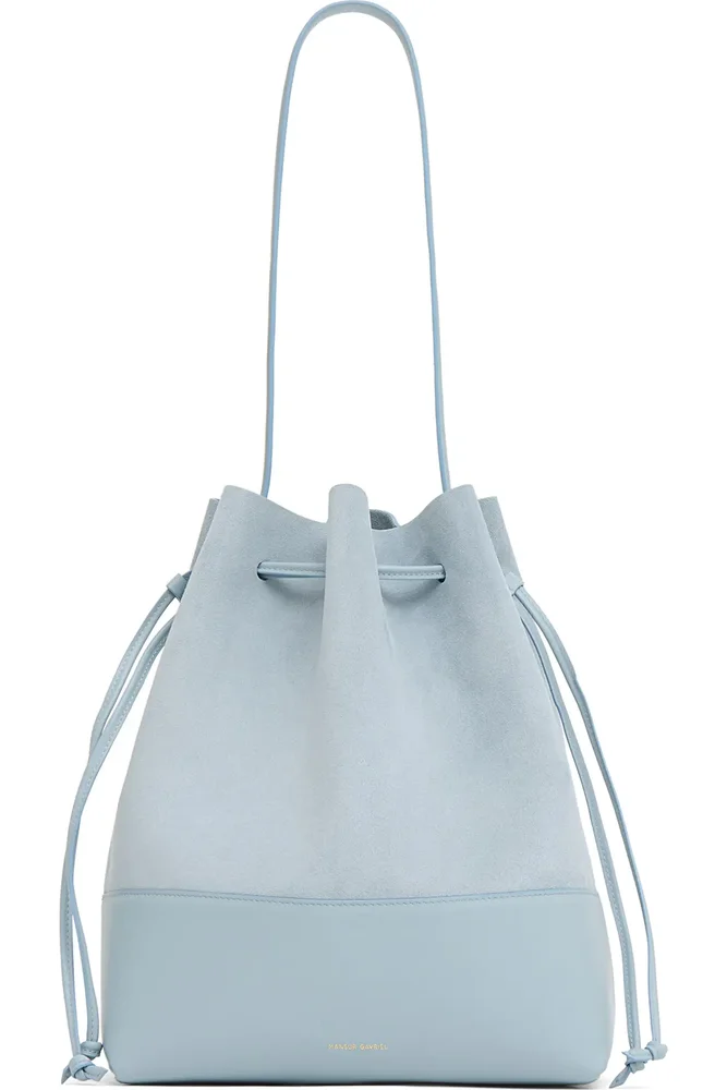 Drawstring Cabas Bucket Bag, Baby Blue