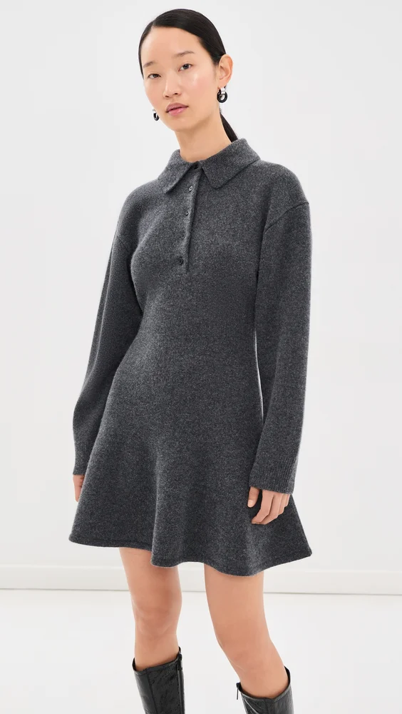 Wool Blend Polo Mini Dress
