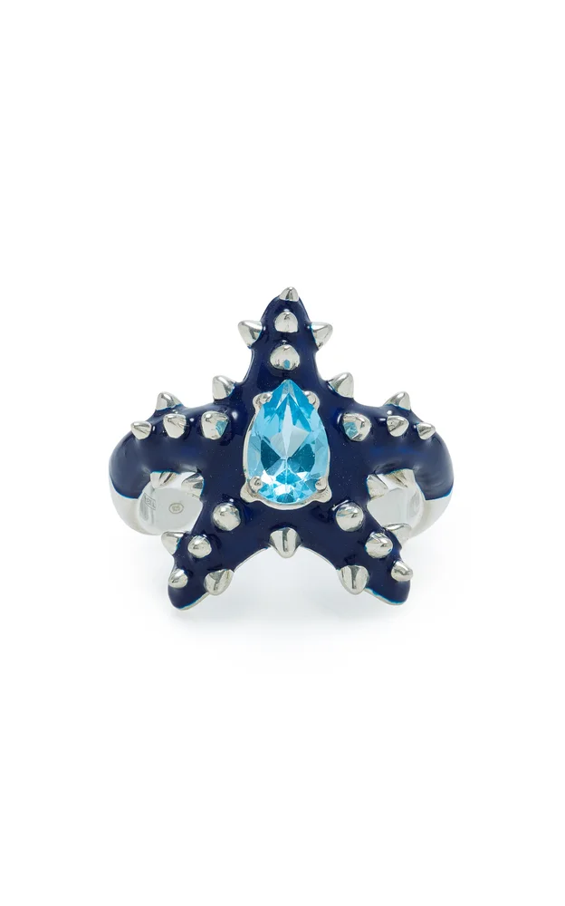 Stella Sterling Silver Topaz and Enamel Ring