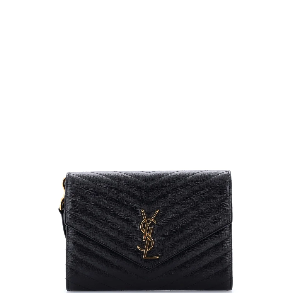 Pre-Owned Classic Monogram Envelope Wristlet Clutch Matelasse Chevron Leather