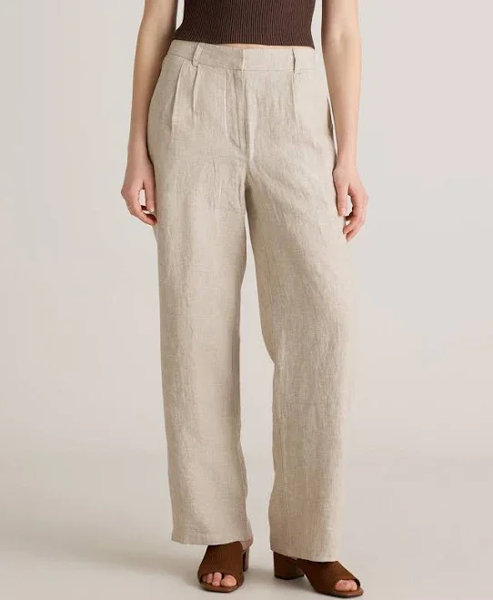 Quince 100% European Linen Pleated Trouser in Flax
