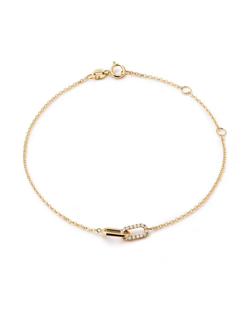 Solid Yellow Gold Lab Grown Diamond Link Bracelet