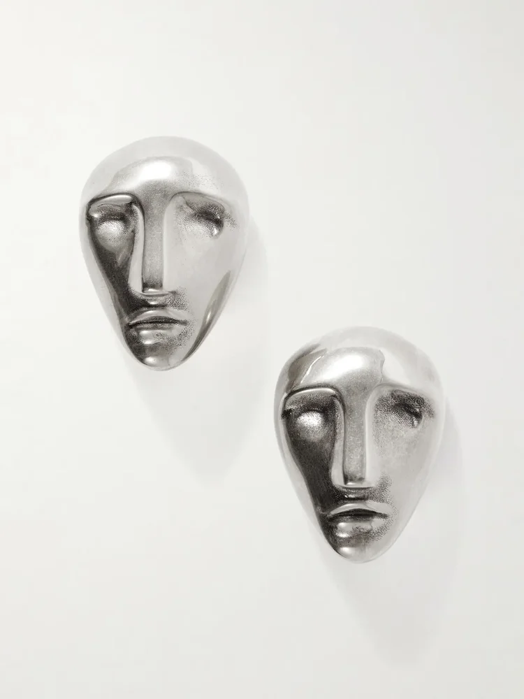Visage silver-tone earrings