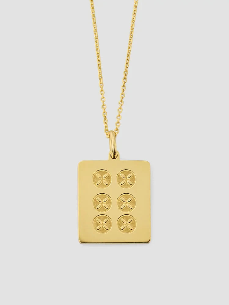 18K Yellow Gold Mahjong Tile Necklace