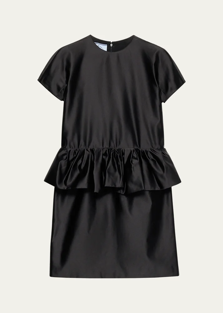 Duchesse Silk Peplum Mini Dress