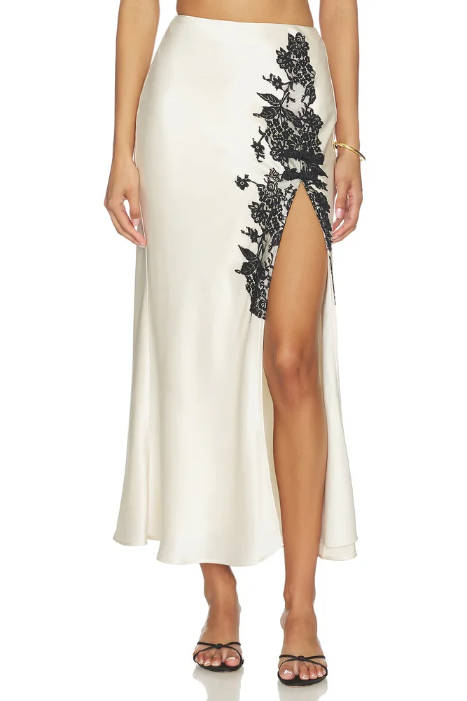 Textured Satin Celeste Skirt