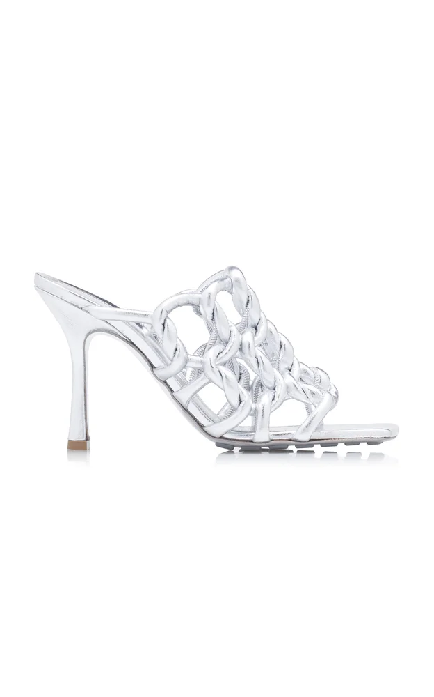 Stretch Metallic Leather Sandals