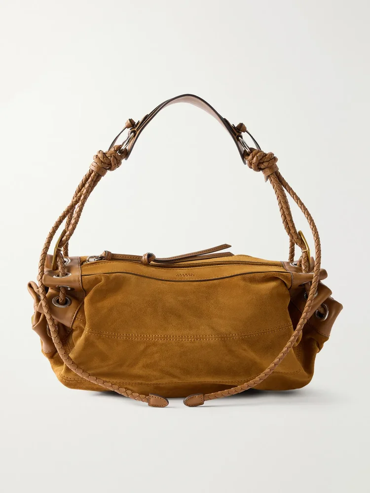 Maia leather-trimmed suede shoulder bag