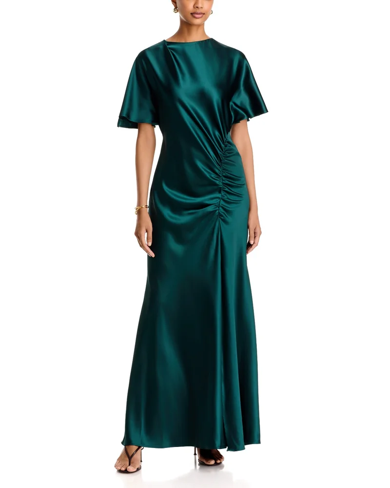 Stretch Satin Ruched Gown - Exclusive