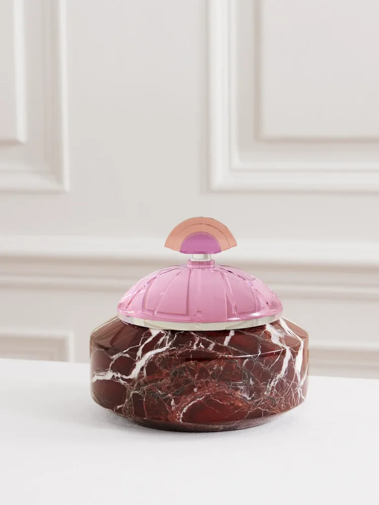 Cherry marble and crystal bonbonniere
