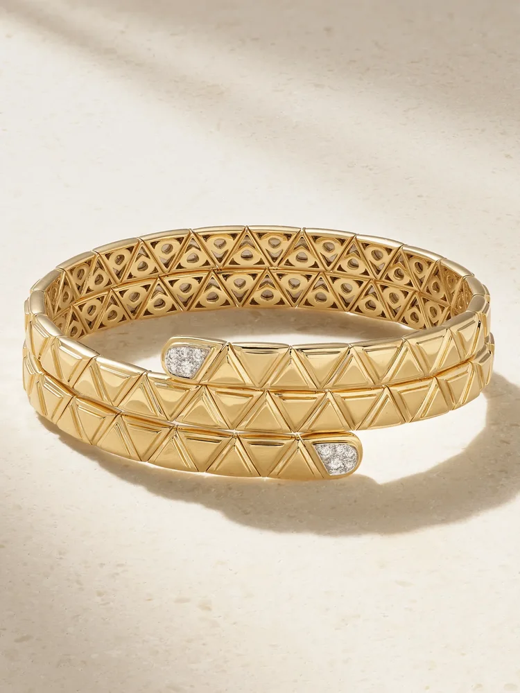 Triangolini Triple 18-karat gold diamond bangle
