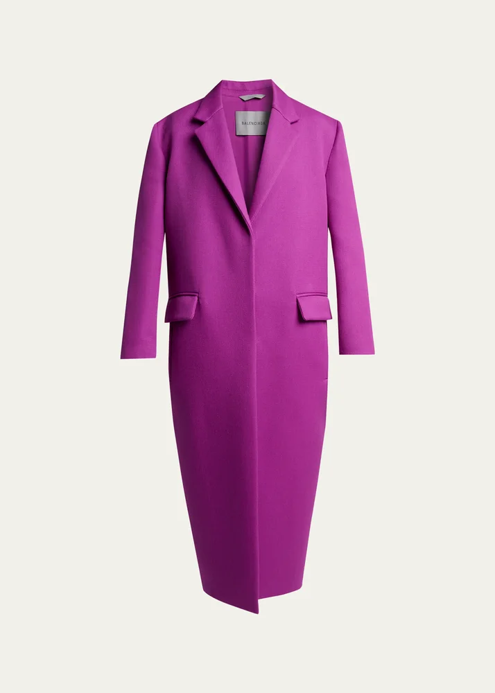 Chunky Wool Gabardine Long Sack Coat
