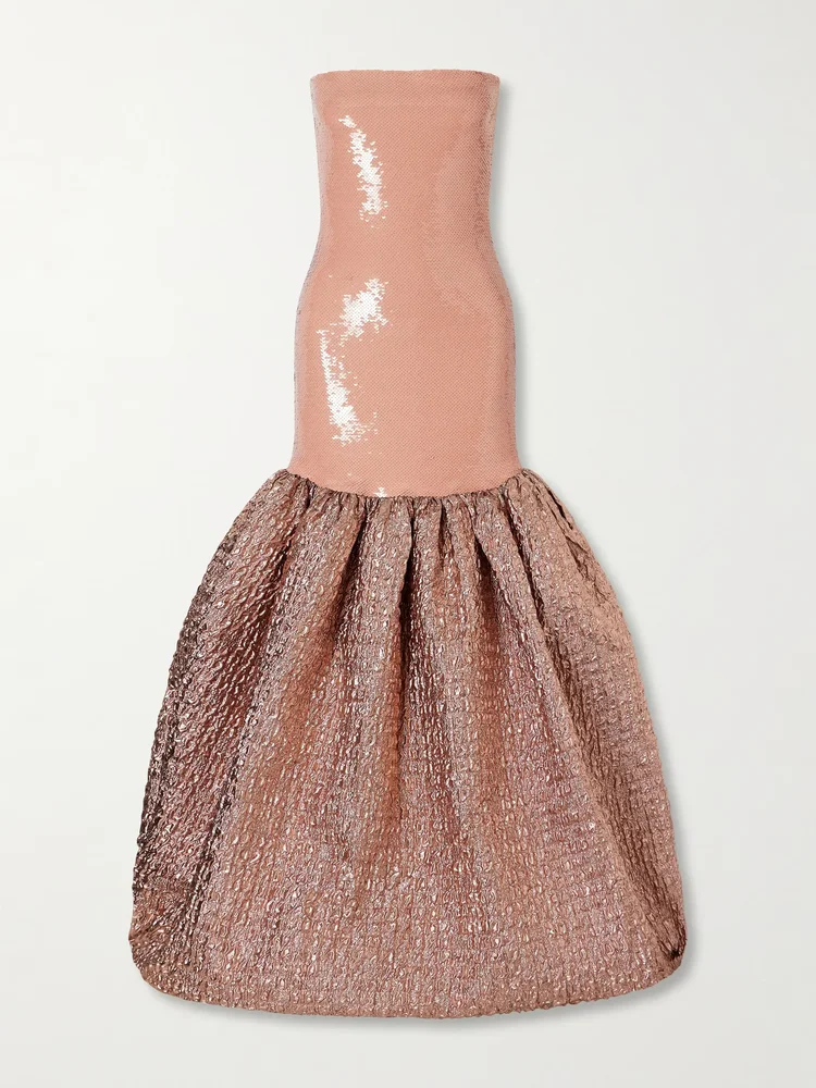 Sequin-embellished cloqué gown