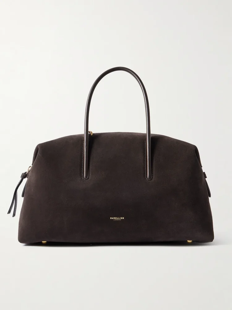 The Stockholm midi leather-trimmed suede tote