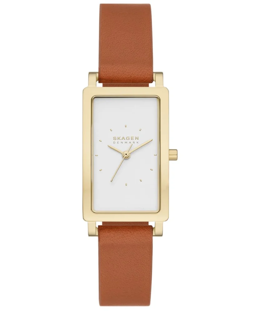 Hagen Three-Hand Brown Leather Watch, 22mm