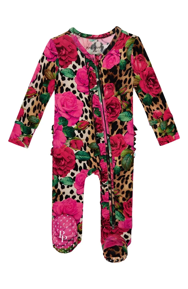 Ruffle Fitted One-Piece Footie Pajamas