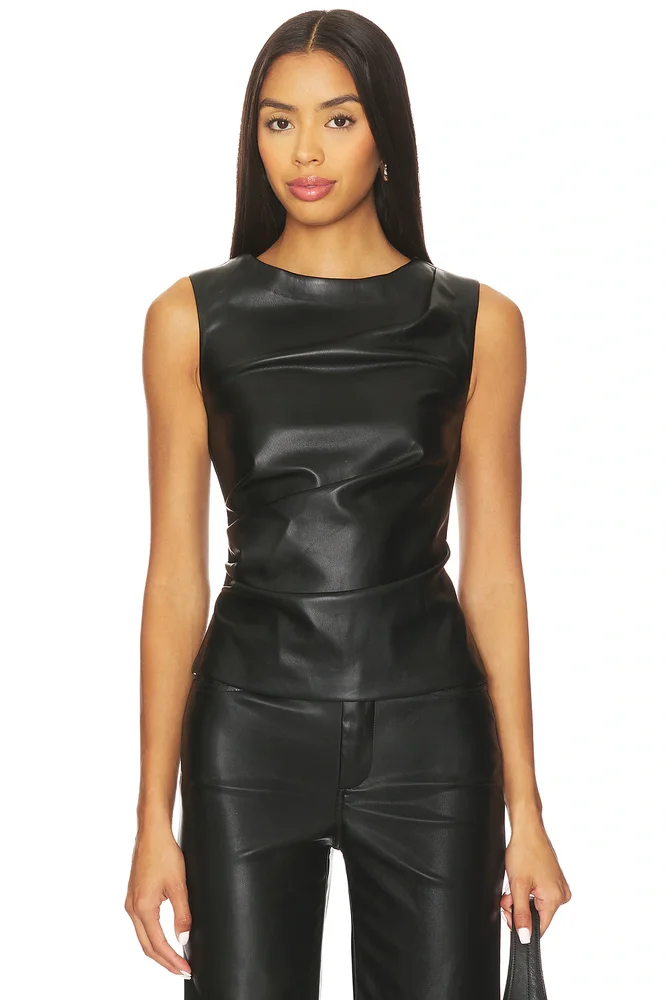 Meg Faux Leather Top