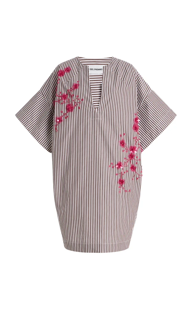 Exclusive La Isla Cocoon Striped Cotton-Poplin Mini Dress