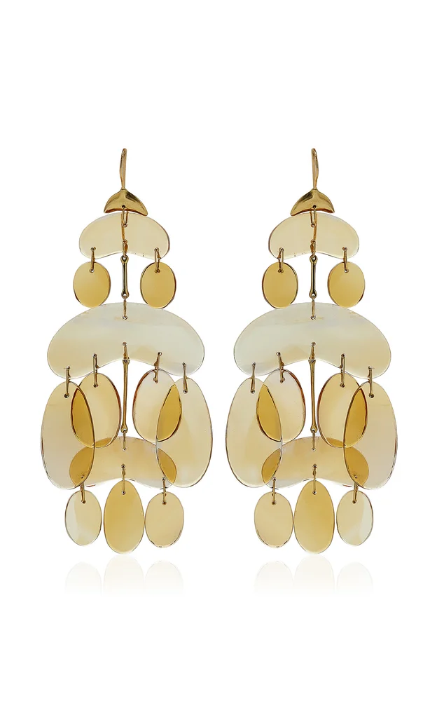 18k Green Gold Citrine Large Cut Stone Chandelier