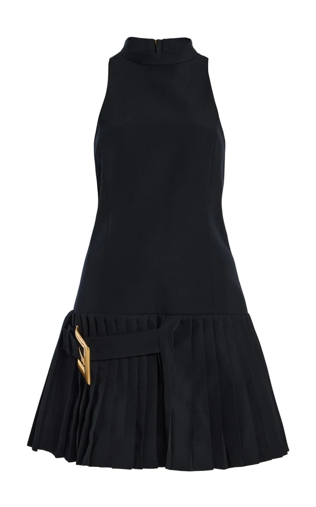 Belted Flared Grain de Poudre Dress
