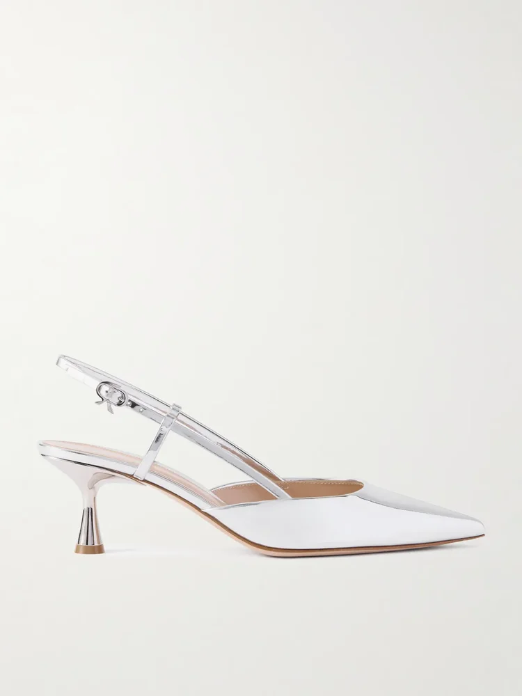 Ascent 55 mirrored leather slingback pumps