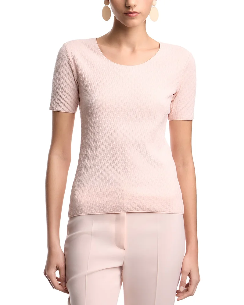 Stretch Jersey Geometric Jacquard Top