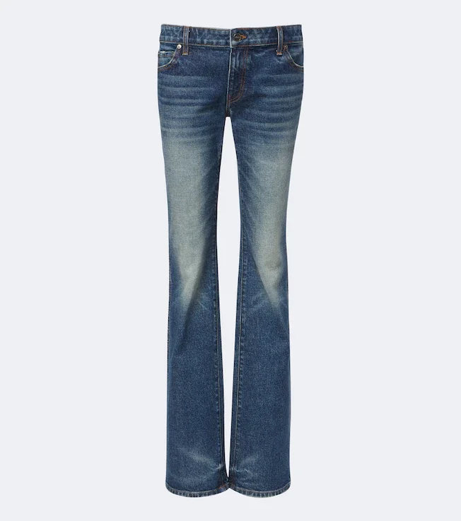 Low-rise flared jeans