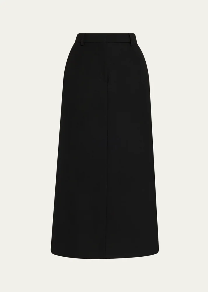 Low-Waist Tailored Straight Midi Skirt