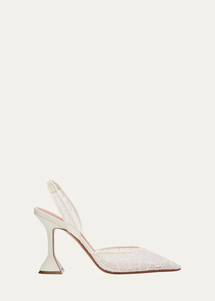 Amina Muaddi Holli Lace Slingback Pumps