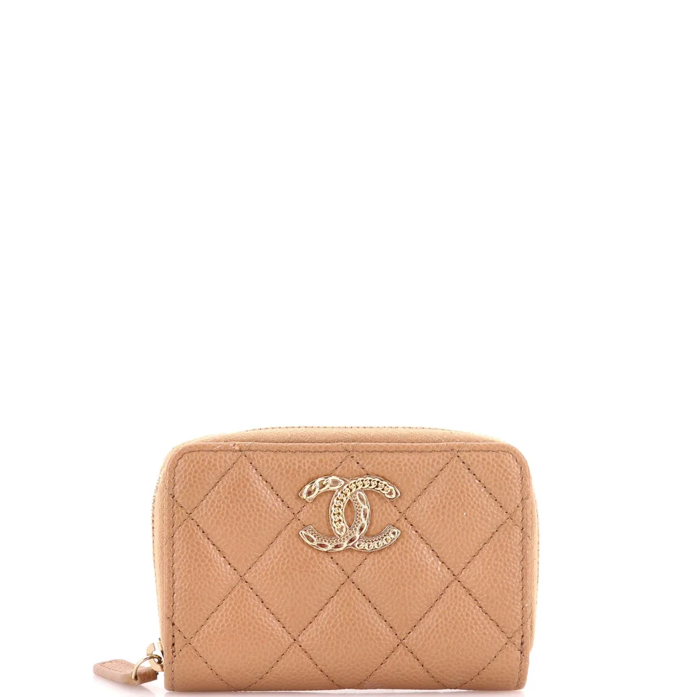 Multichain CC Zip Coin Purse Quilted Caviar Small