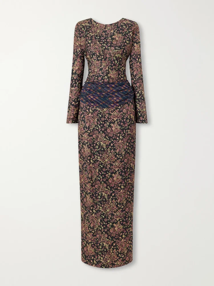 Floral-print crepe midi dress