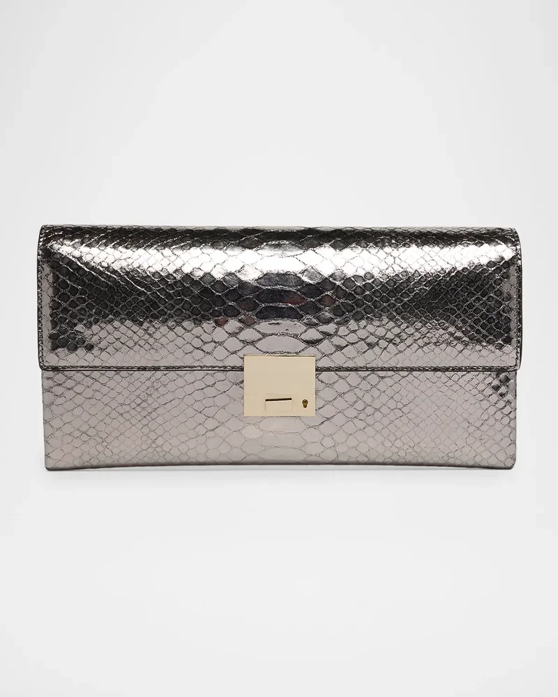 Jean Metallic Python-Embossed Leather Clutch